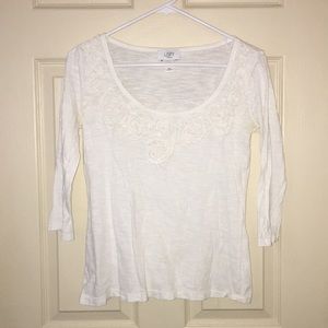LOFT 100% cotton long sleeve white tee